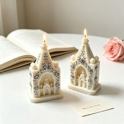 Rose Relief Castle Silicone Mold European Style Arch Small Church Aromatherapy Candle Decoration Mold