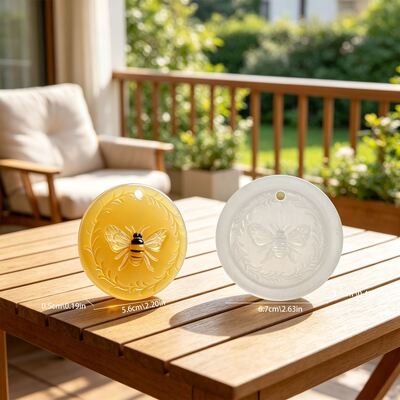 Embossed Bee Circular Hanging Silicone Mold DIY Gypsum Fragrance Stone Car Pendant Drip Glue Mold