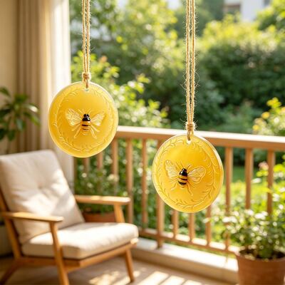 Embossed Bee Circular Hanging Silicone Mold DIY Gypsum Fragrance Stone Car Pendant Drip Glue Mold