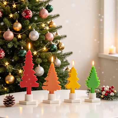 Cross-border New Product Minimalist Christmas Tree Candle Decoration Silicone Mold DIY Scented Candle Gypsum Base Mold