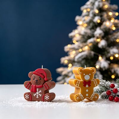 DIY Resin Candle, Gypsum Gingerbread, Snowman, Snowflake, Teddy Bear, Christmas Ornament, Hanging Silicone Mold