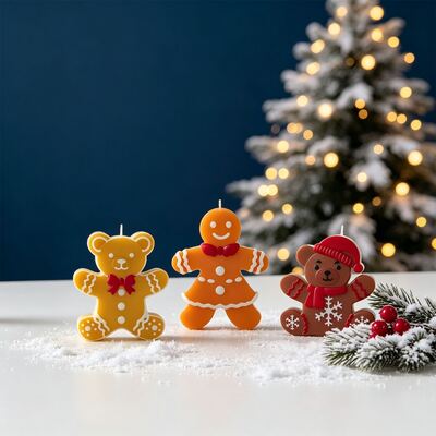 DIY Resin Candle, Gypsum Gingerbread, Snowman, Snowflake, Teddy Bear, Christmas Ornament, Hanging Silicone Mold