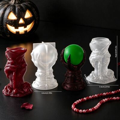 DIY Halloween Rose Ghost Hand Pendant Magic Claw Ghost Handball Aromatherapy Gypsum Candle Dropping Silicone Mold