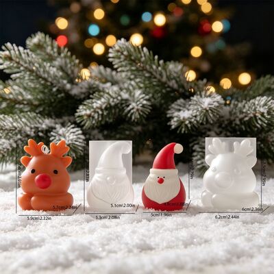 Cross Border 3D Santa Claus Elk Silicone Mold Christmas Cartoon Aromatherapy Candle Gypsum Mold