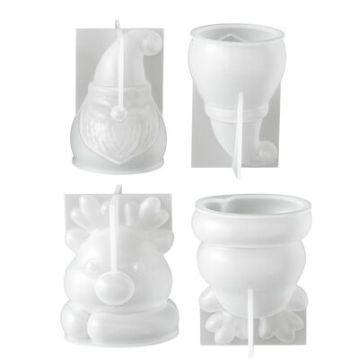 Cross Border 3D Santa Claus Elk Silicone Mold Christmas Cartoon Aromatherapy Candle Gypsum Mold