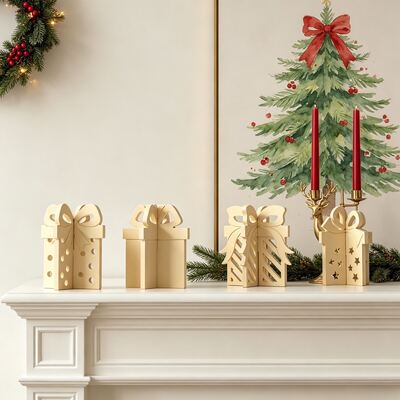 Erlian Christmas Hollow Star Dot Striped Bow Gift Box Aromatherapy Gypsum Silicone Mold