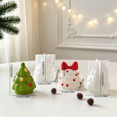 New Butterfly Bow Christmas Tree Silicone Mold DIY Christmas Atmosphere Aromatherapy Gypsum Candle Mold