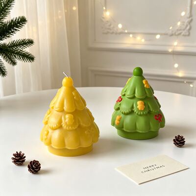 New Butterfly Bow Christmas Tree Silicone Mold DIY Christmas Atmosphere Aromatherapy Gypsum Candle Mold