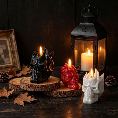 Flame Skull Silicone Mold Halloween 3D Skull DIY Aromatherapy Candle Gypsum Mold