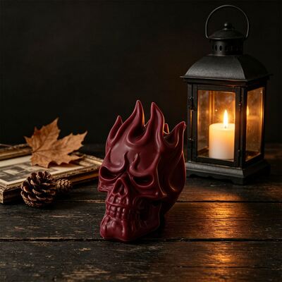Flame Skull Silicone Mold Halloween 3D Skull DIY Aromatherapy Candle Gypsum Mold