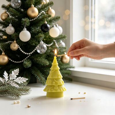 New Squirrel Hat Christmas Tree Silicone Mold DIY Christmas Aromatherapy Candle Ornament Gypsum Mold