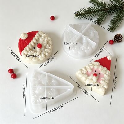 Round Triangular Santa Claus Silicone Mold For DIY Cream-style Aromatherapy Candle Plaster Figurine Mold