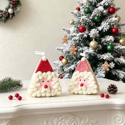 Round Triangular Santa Claus Silicone Mold For DIY Cream-style Aromatherapy Candle Plaster Figurine Mold
