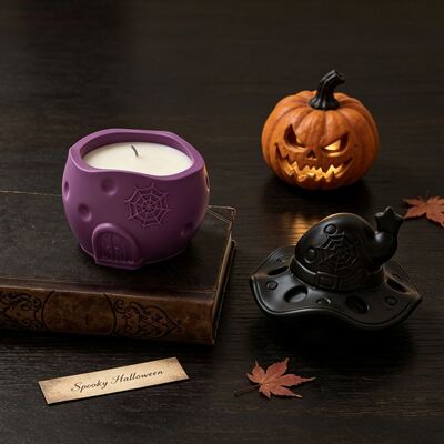 Halloween Wizard Hat House Candle Cup Silicone Mold Spider Web Creative Fragrance Container Flower Pot Plaster Mold