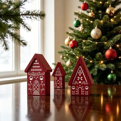 8-piece Set Of DIY Silicone Molds Featuring Christmas Carved Houses, Suitable For Making Aromatherapy Candles And Plaster European-style Hanging Decorations