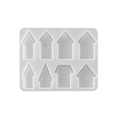 8-piece Set Of DIY Silicone Molds Featuring Christmas Carved Houses, Suitable For Making Aromatherapy Candles And Plaster European-style Hanging Decorations