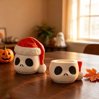 Silicone Mold For Christmas Hat, Skull Head, Aromatherapy Storage Jar, And Halloween Skull Plaster Candle Cup Mold
