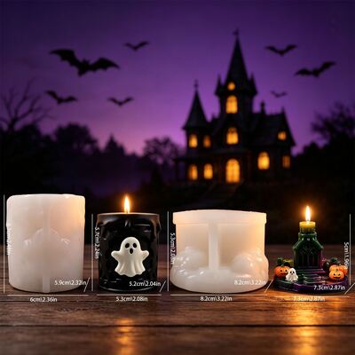 Cross Border Halloween Relief Ghost Candle Cup Pumpkin Ghost Altar Candle Holder Ornament Silicone Mold