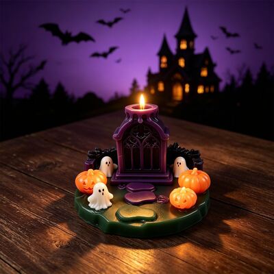Cross Border Halloween Relief Ghost Candle Cup Pumpkin Ghost Altar Candle Holder Ornament Silicone Mold