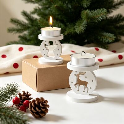 Christmas Hollow Splicing Candle Holder Silicone Mold Angel Reindeer Santa Claus Aromatherapy Candle Stand Mold