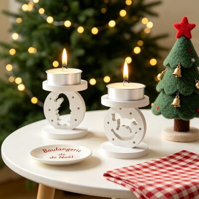 Christmas Hollow Splicing Candle Holder Silicone Mold Angel Reindeer Santa Claus Aromatherapy Candle Stand Mold