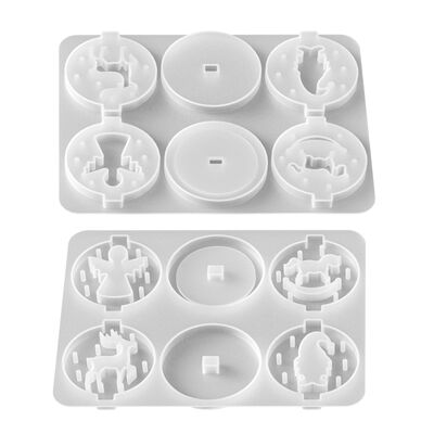 Christmas Hollow Splicing Candle Holder Silicone Mold Angel Reindeer Santa Claus Aromatherapy Candle Stand Mold