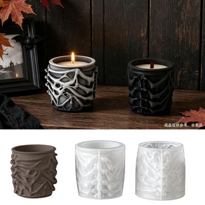 3D Bone Storage Jar Silicone Mold DIY Halloween Skeleton Aromatherapy Candle Cup Gypsum Mold