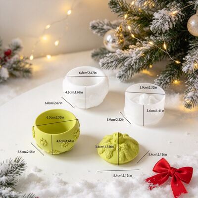 Christmas Snowflake Spherical Storage Can Silicone Mold DIY Aromatherapy Gypsum Candle Cup Decoration Mold