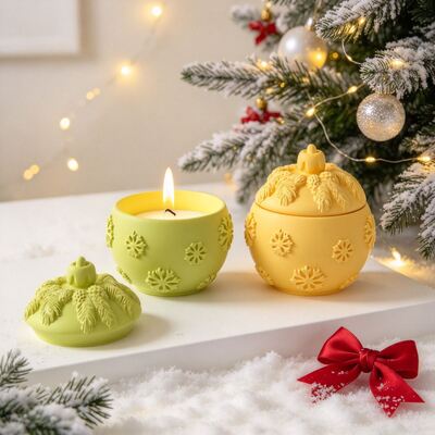 Christmas Snowflake Spherical Storage Can Silicone Mold DIY Aromatherapy Gypsum Candle Cup Decoration Mold