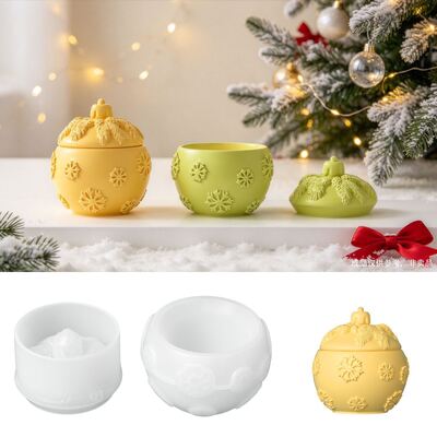 Christmas Snowflake Spherical Storage Can Silicone Mold DIY Aromatherapy Gypsum Candle Cup Decoration Mold
