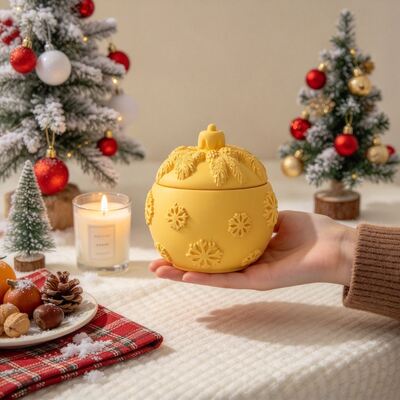 Christmas Snowflake Spherical Storage Can Silicone Mold DIY Aromatherapy Gypsum Candle Cup Decoration Mold