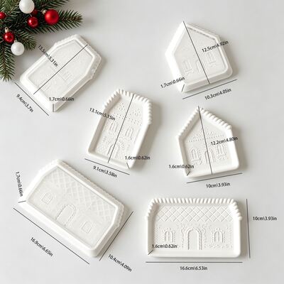 Cross Border Christmas Gingerbread House Tray Silicone Mold DIY Relief Pattern House Plate Mold