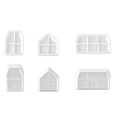 Cross Border Christmas Gingerbread House Tray Silicone Mold DIY Relief Pattern House Plate Mold