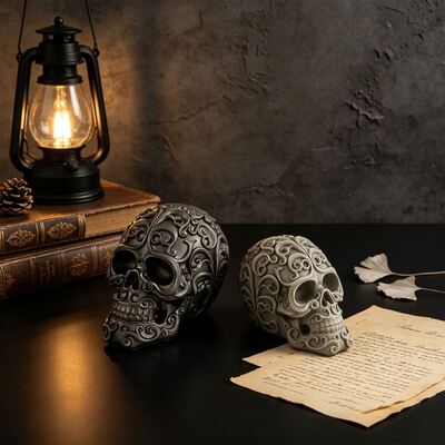 Retro Carved Skull Silicone Mold Aromatherapy Candle Halloween Three-dimensional Pattern Skull Mold