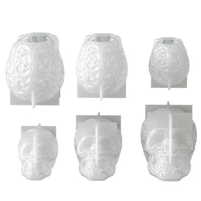 Retro Carved Skull Silicone Mold Aromatherapy Candle Halloween Three-dimensional Pattern Skull Mold