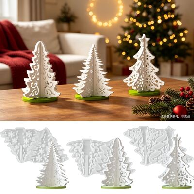 New Splicing Hollow Christmas Tree Silicone Mold DIY Snowflake Christmas Tree Gypsum Decoration Mold