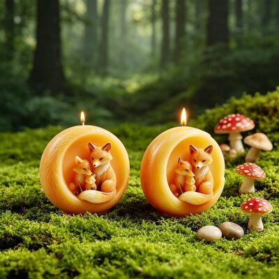 Easter Forest Tree Hole Rabbit Cup Fox Family Aromatherapy Candle Gypsum Silicone Mold