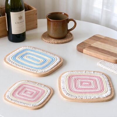 Ins Woven Tassel Coaster Silicone Mold DIY Oval Square Gypsum Aromatherapy Pad Drip Glue Mold