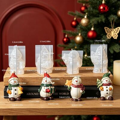 Christmas 3D Snowman Silicone Mold With Star Christmas Tree Bell Gift Box Christmas Snowman Mold