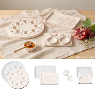 Ins Style Pomegranate Relief Tray Silicone Mold DIY Porous Pomegranate Ornament Storage Box Mold