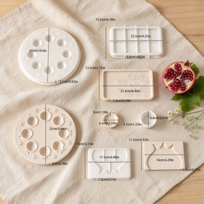Ins Style Pomegranate Relief Tray Silicone Mold DIY Porous Pomegranate Ornament Storage Box Mold