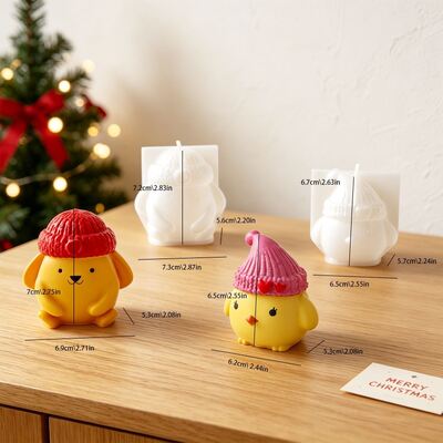 Cross Border 3D 3D Knitted Hat For Chicks And Rabbits Silicone Mold DIY Aromatherapy Gypsum Candle Mold