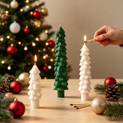 Christmas Pine Aromatherapy Candle Silicone Mold 3D Long Christmas Tree Aromatherapy Gypsum Mold
