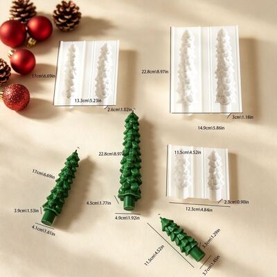 Christmas Pine Aromatherapy Candle Silicone Mold 3D Long Christmas Tree Aromatherapy Gypsum Mold