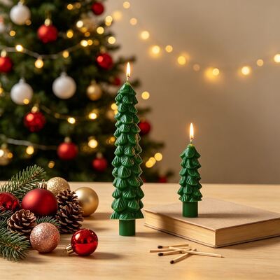 Christmas Pine Aromatherapy Candle Silicone Mold 3D Long Christmas Tree Aromatherapy Gypsum Mold