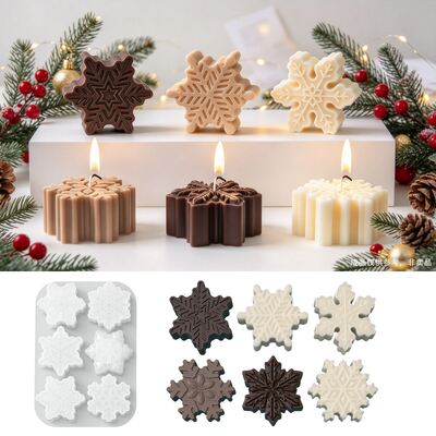 Christmas Six In One Snowflake Aromatherapy Tablets Silicone Mold Multiple Snowflake Fragrance Stone Hanging Dropping Mold