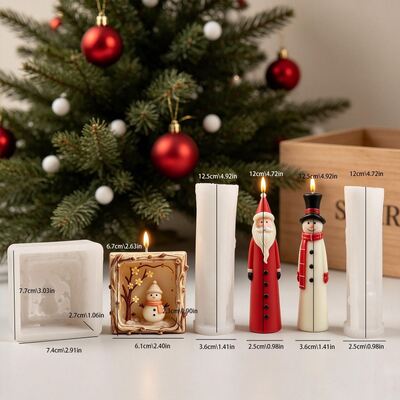 Cross Border Santa Claus Snowman Photo Frame Silicone Mold DIY Aromatherapy Gypsum Ornament Candle Mold