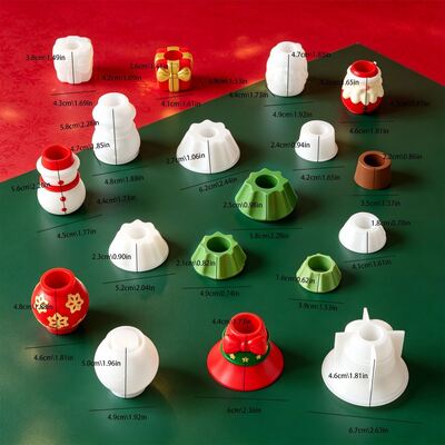 Santa Claus Snowflake Bell Bow Gift Box Christmas Tree Candlestick Pendulum Silicone Mold