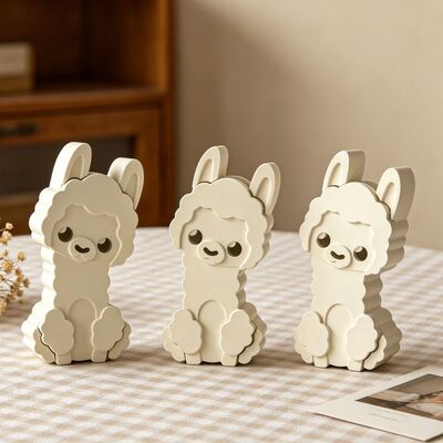 Cross Border Alpaca Silhouette Lamp Silicone Mold DIY With Glasses Alpaca Vase Storage Jar Gypsum Mold