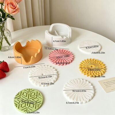 Cross Border Ins Style Daisy Snowflake Mandala Patterned Coaster Storage Base Gypsum Silicone Mold